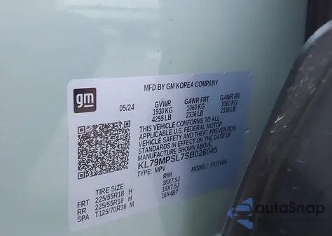 2025 Chevrolet Trailblazer Fwd Lt z USA, uszkodzony, nr VIN KL79MPSL7SB026045